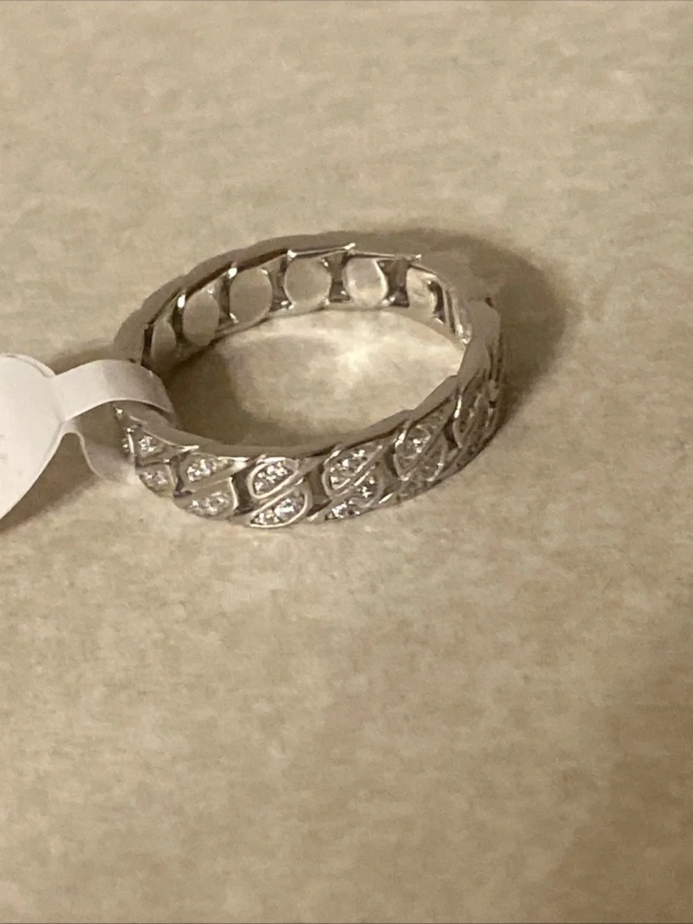 Men’s Sterling Silver Mossainte Ring Size 10